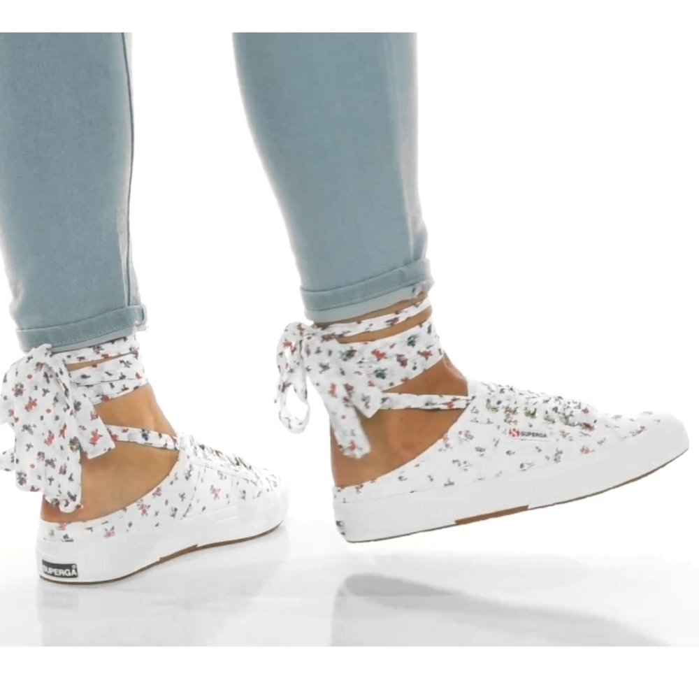 Superga 2402 Floral Ankle Tie Sneakers Size 8.5M